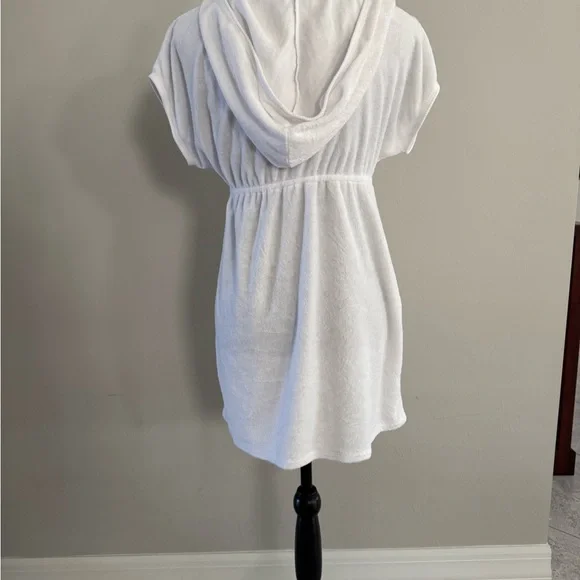 INC White Hooded Cover-Up with Pocket Sz M - Picture 3 of 4